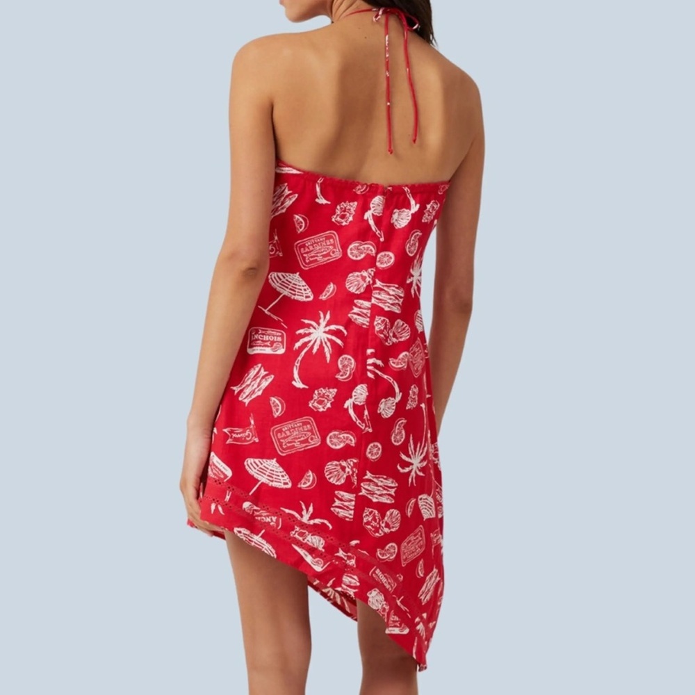 Cotton On Riviera Tropical Print Halter Mini Dress